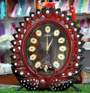 Premium Decorative Wall Clock – Stylish Oval Design with Crystal Finish