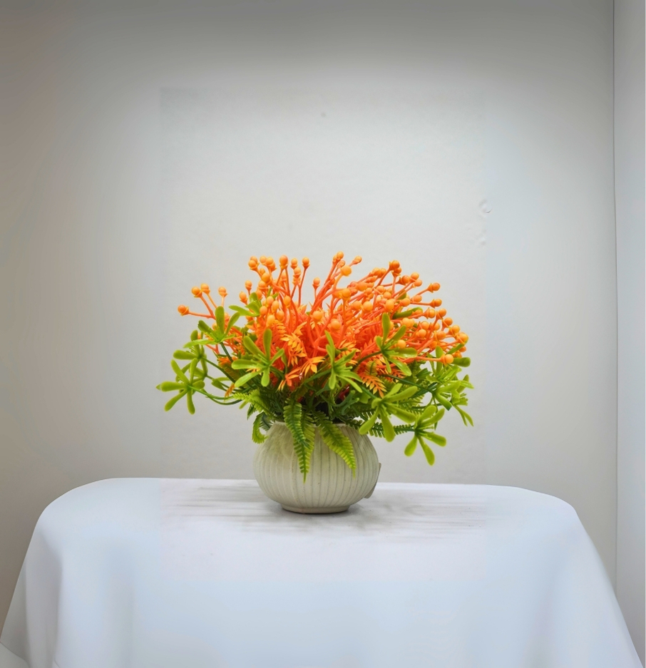 Small Yellow Bonsai – 6 Inch Quality Artificial Plant for Home & Office Decor