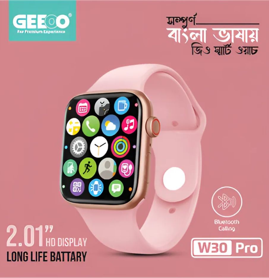 Geeoo W30 Pro Bluetooth Calling Smart watch – Pink